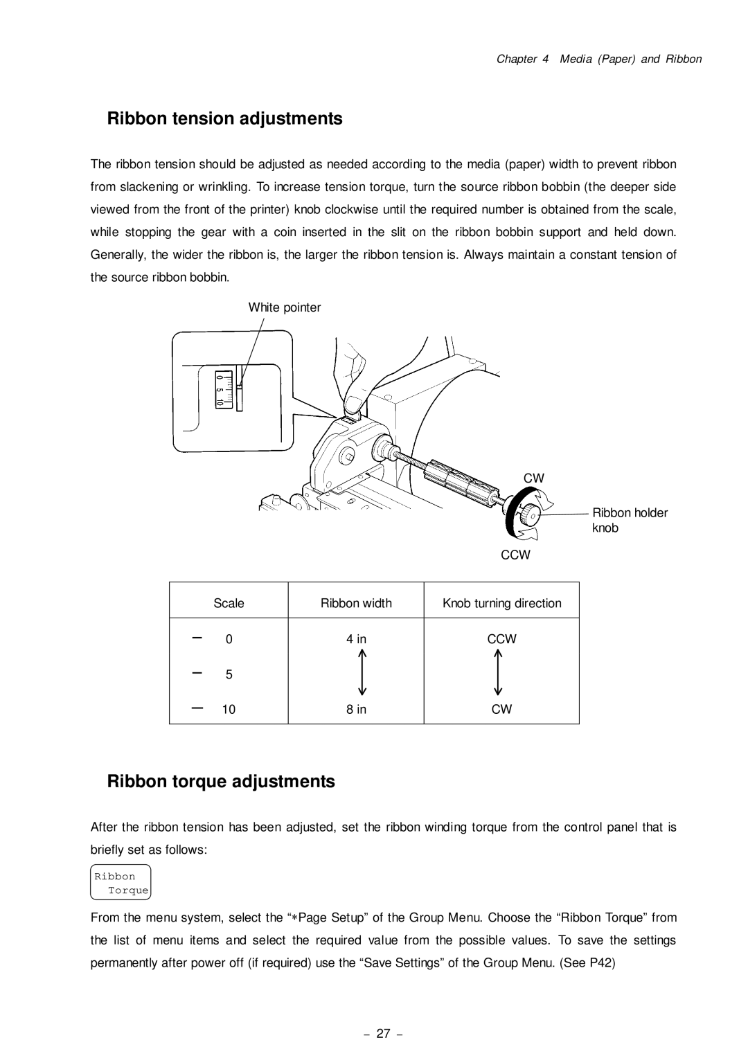 Citizen Systems CLP-8301 user manual Ribbon tension adjustments 