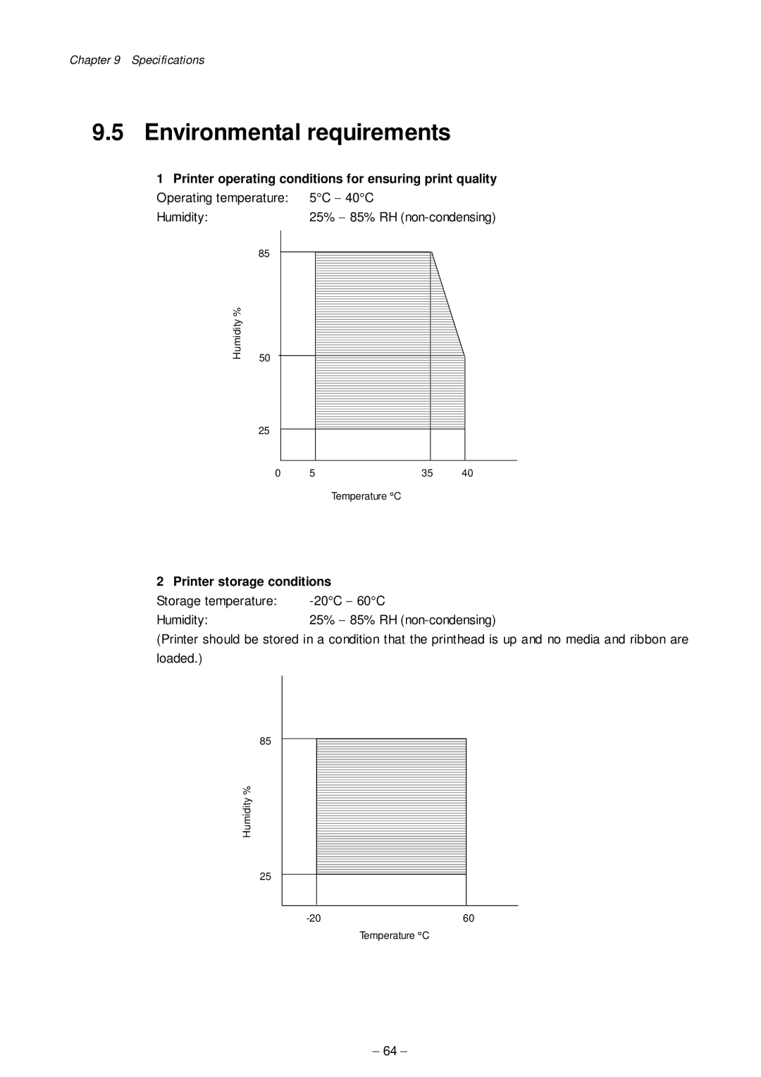 Citizen Systems CLP-8301 user manual Environmental requirements, Printer operating conditions for ensuring print quality 