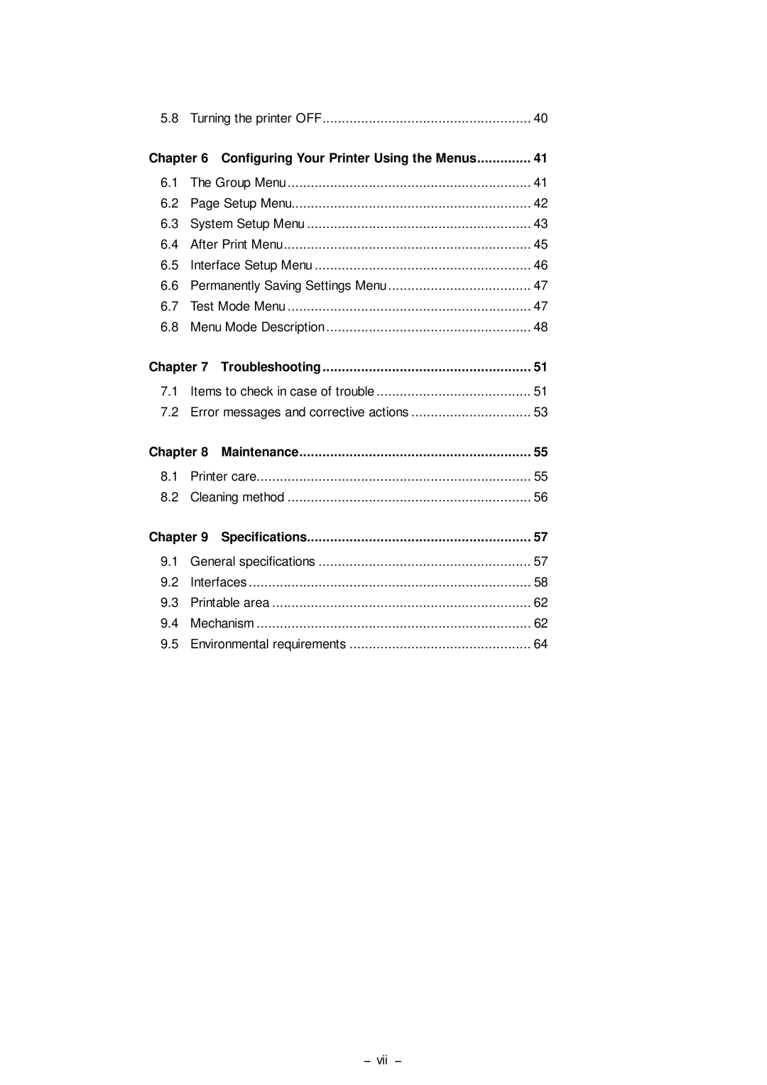 Citizen Systems CLP-8301 user manual Configuring Your Printer Using the Menus, Chapter Troubleshooting 