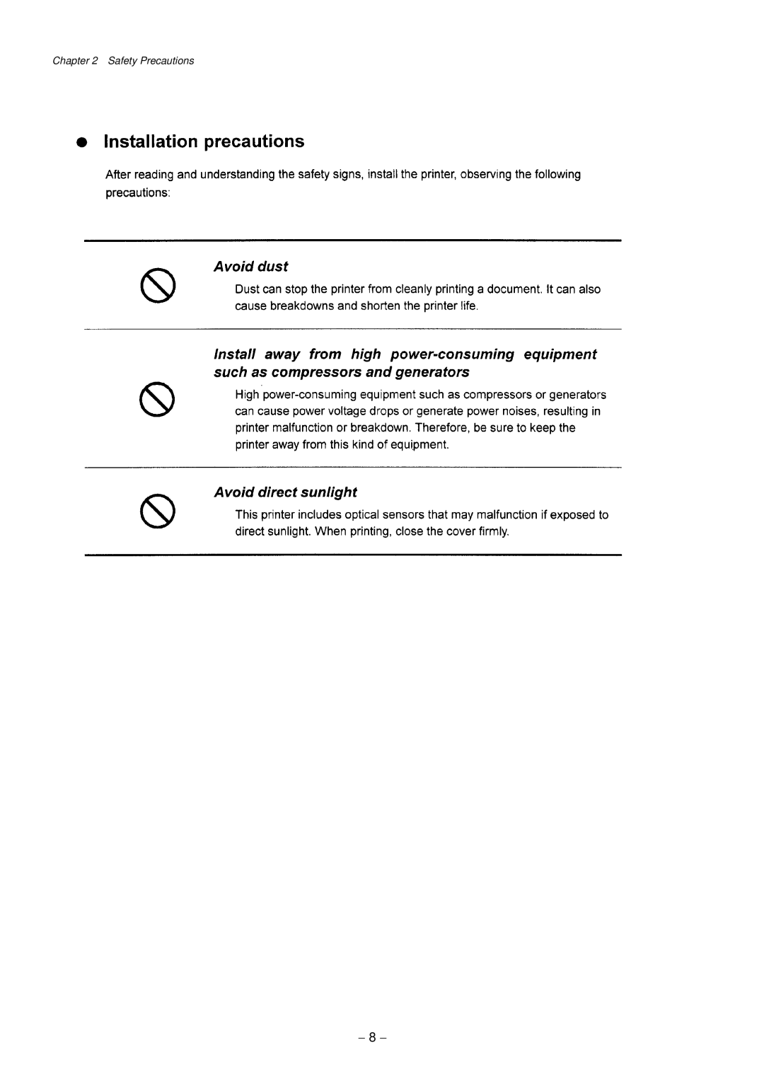 Citizen Systems CLP-9301, CLP-9001 user manual 8 