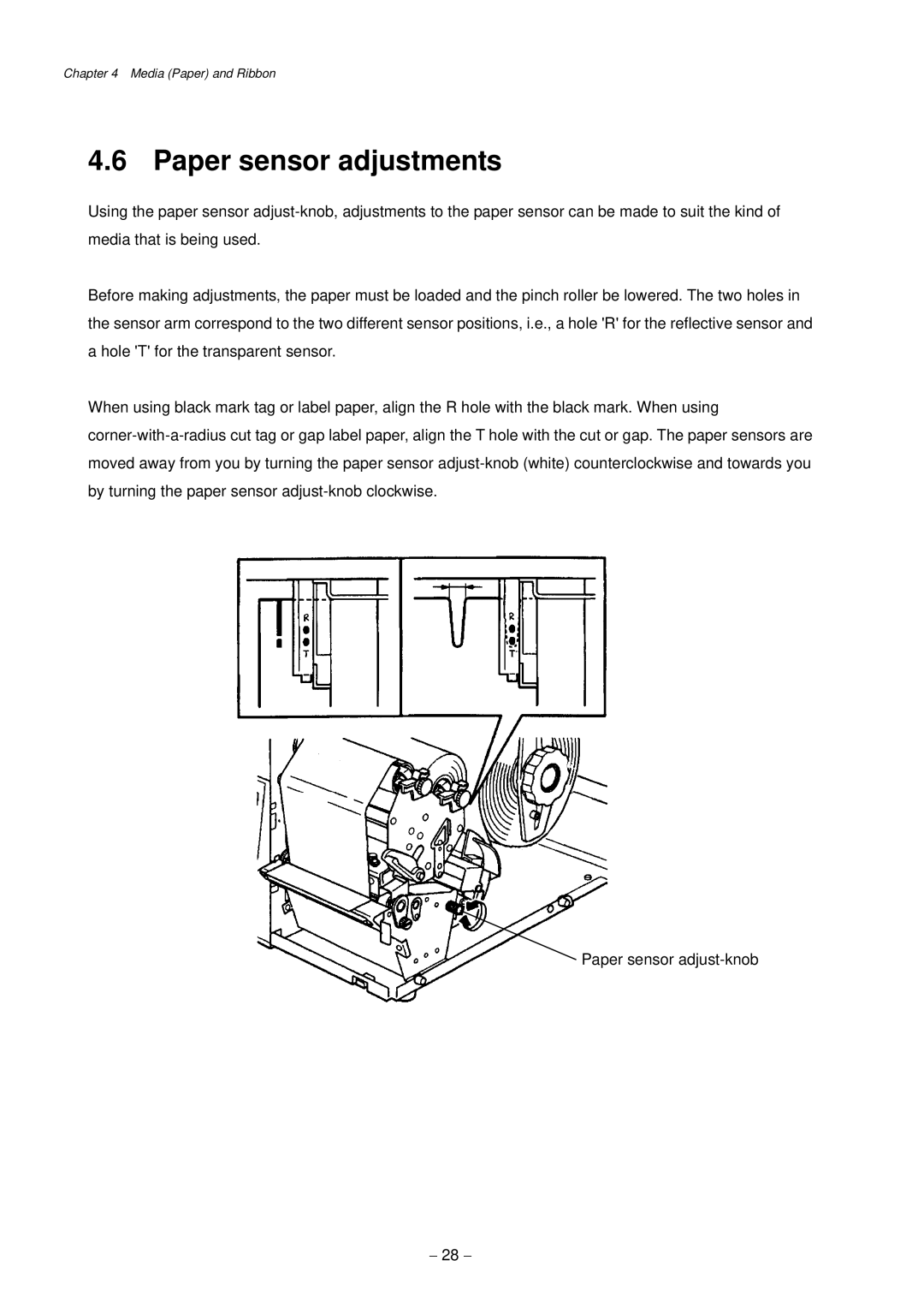 Citizen Systems CLP-9301, CLP-9001 user manual Paper sensor adjustments 