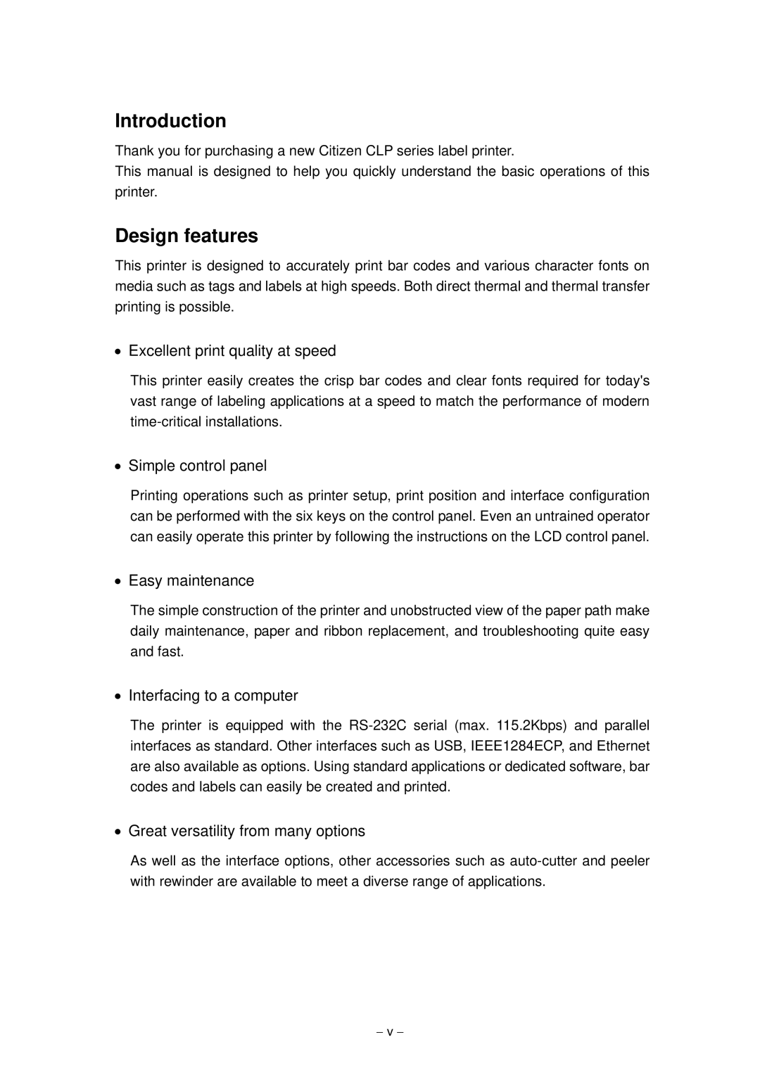 Citizen Systems CLP-9001, CLP-9301 user manual Introduction 