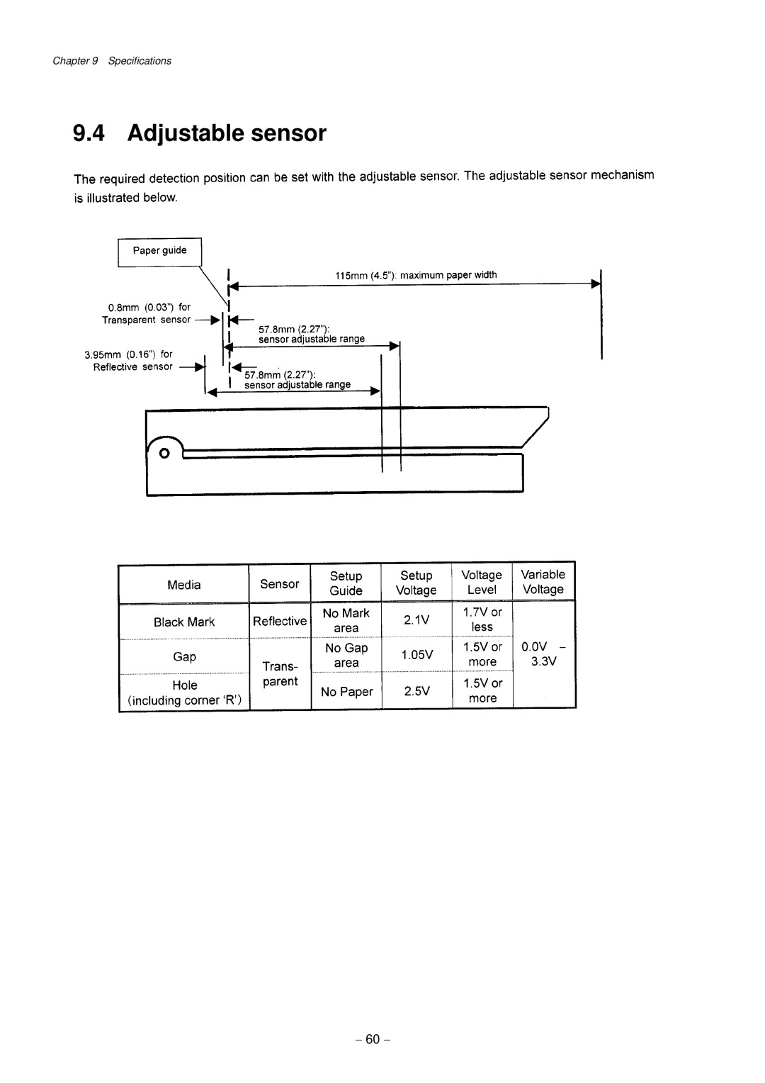 Citizen Systems CLP-9301, CLP-9001 user manual Adjustable sensor 