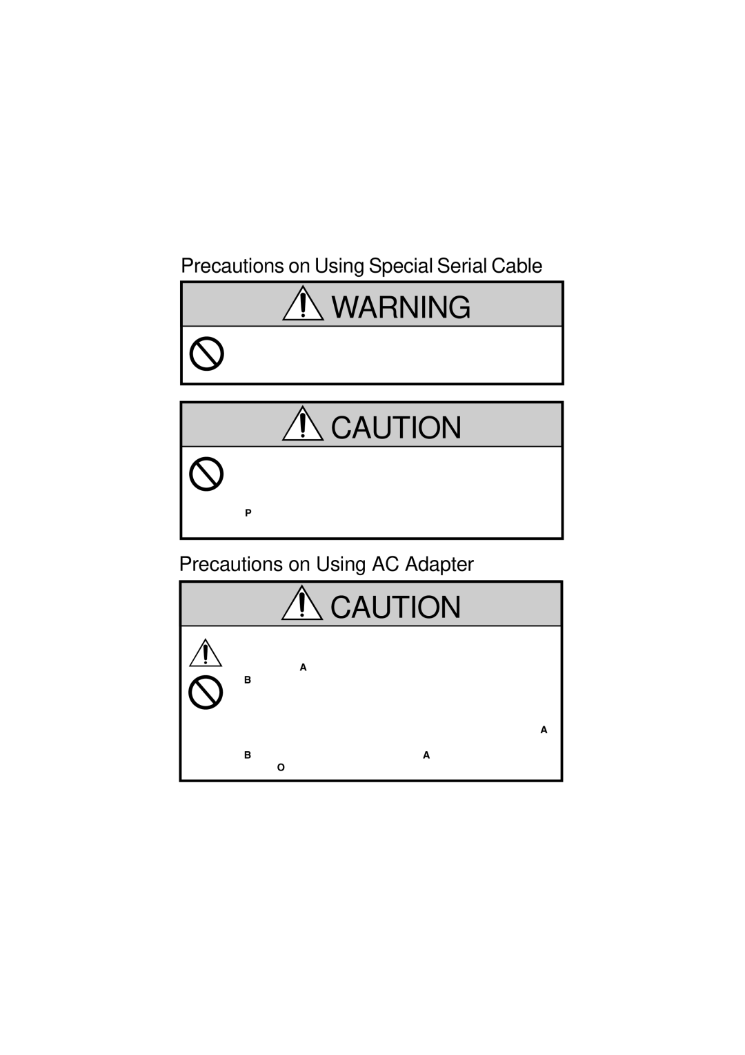 Citizen Systems CMP-10 manual Precautions on Using Special Serial Cable, Precautions on Using AC Adapter 