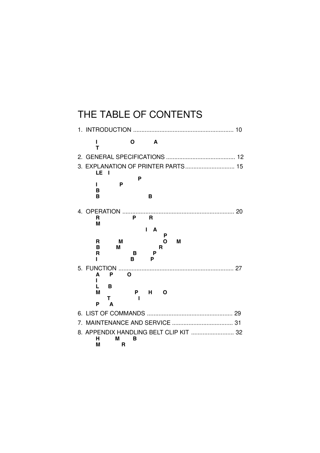 Citizen Systems CMP-10 manual Table of Contents 