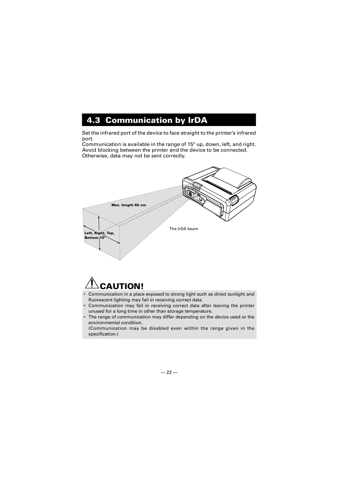 Citizen Systems CMP-10 manual Communication by IrDA 