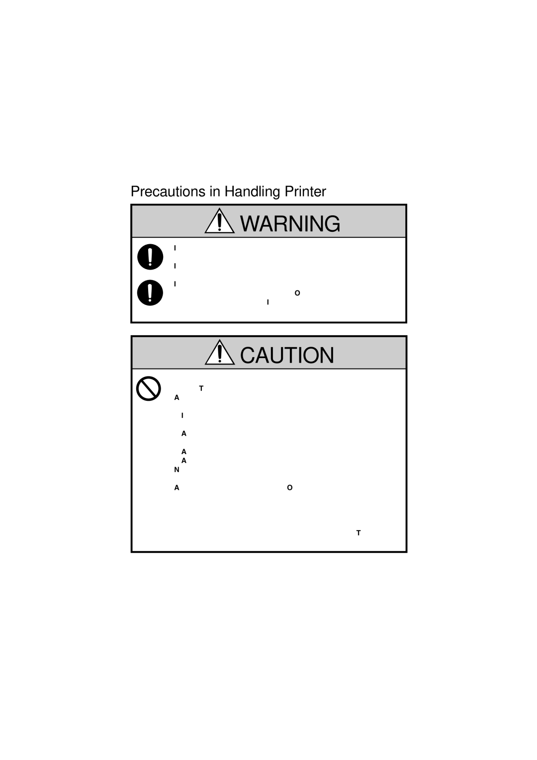 Citizen Systems CMP-10 manual Precautions in Handling Printer 