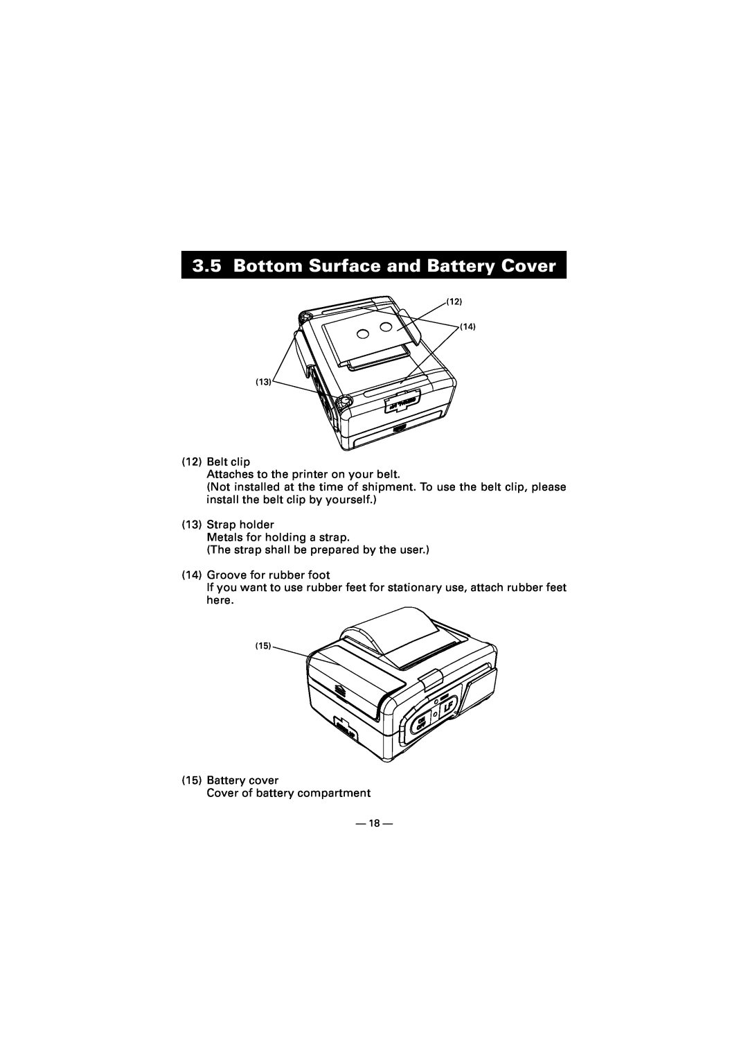 Citizen Systems CMP-10 manual Bottom Surface and Battery Cover 