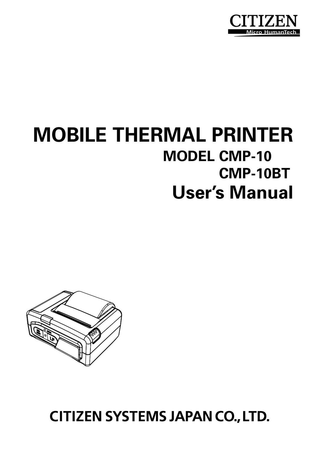 Citizen Systems CMP-10BT user manual Mobile Thermal Printer 