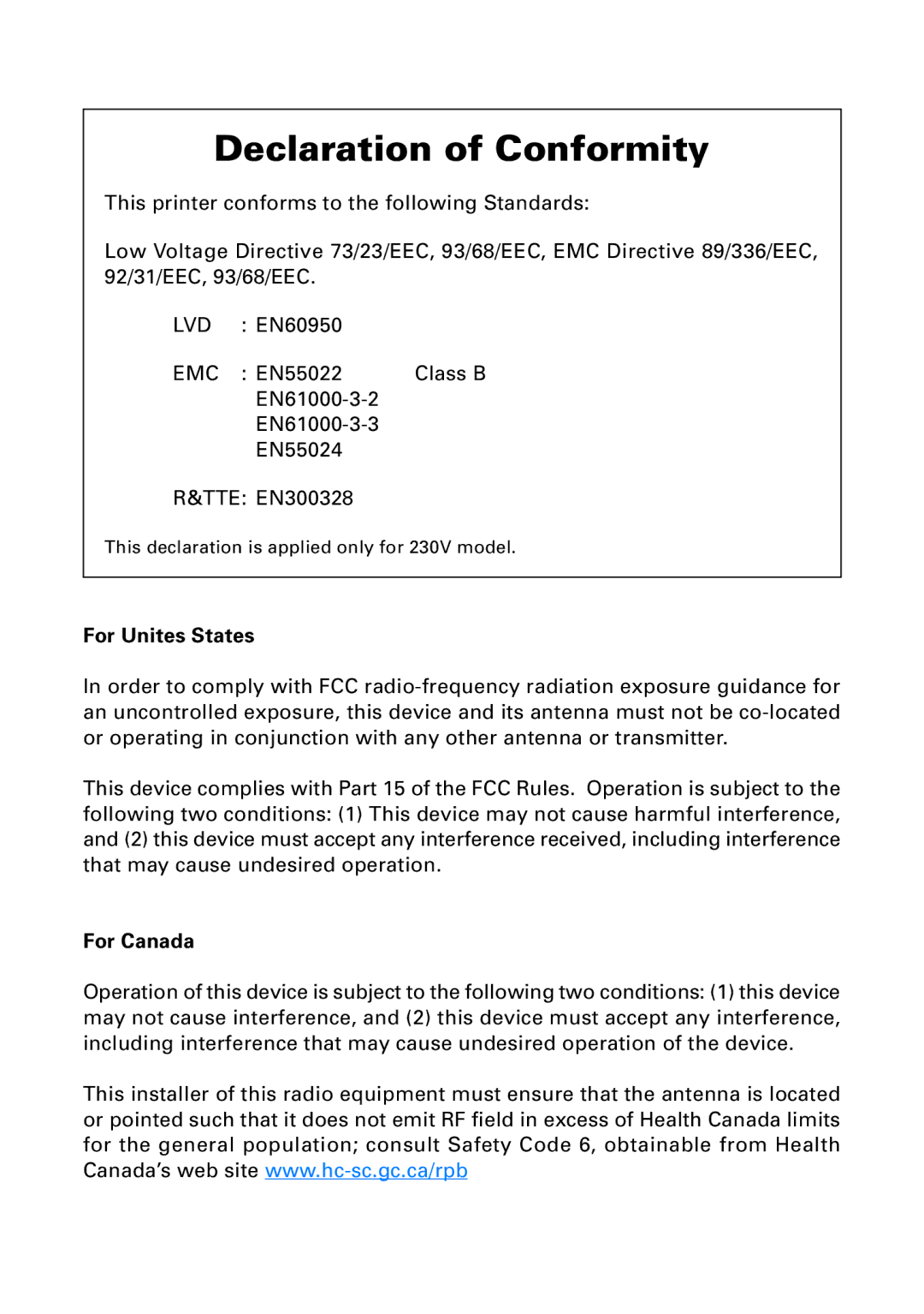 Citizen Systems CMP-10BT user manual Declaration of Conformity 