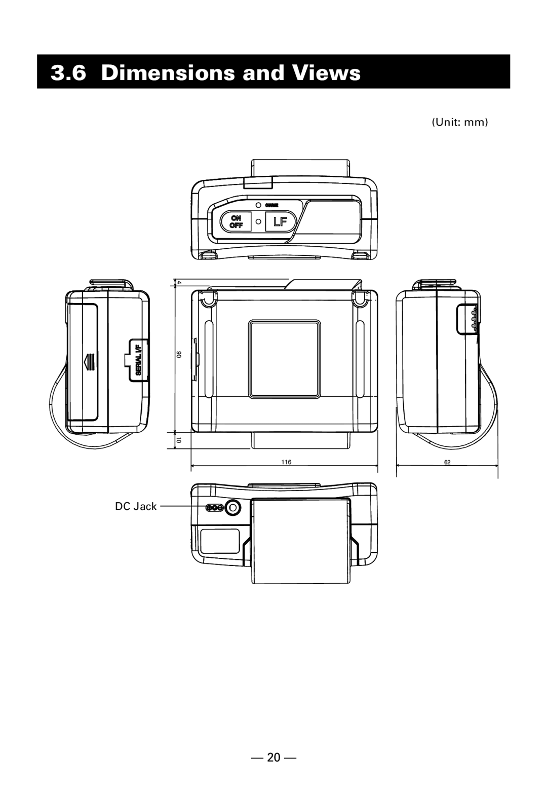 Citizen Systems CMP-10BT user manual Dimensions and Views 