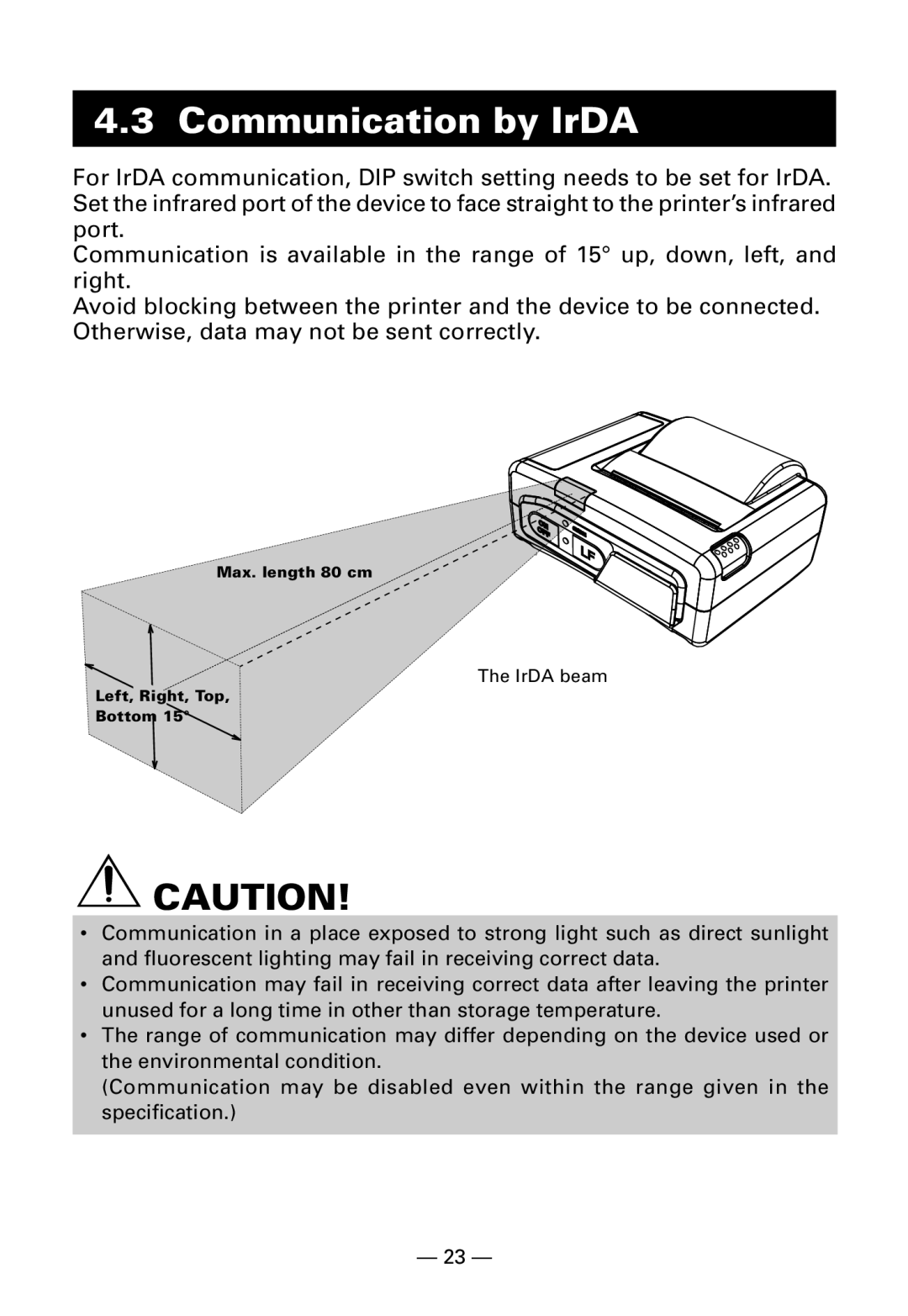 Citizen Systems CMP-10BT user manual Communication by IrDA 