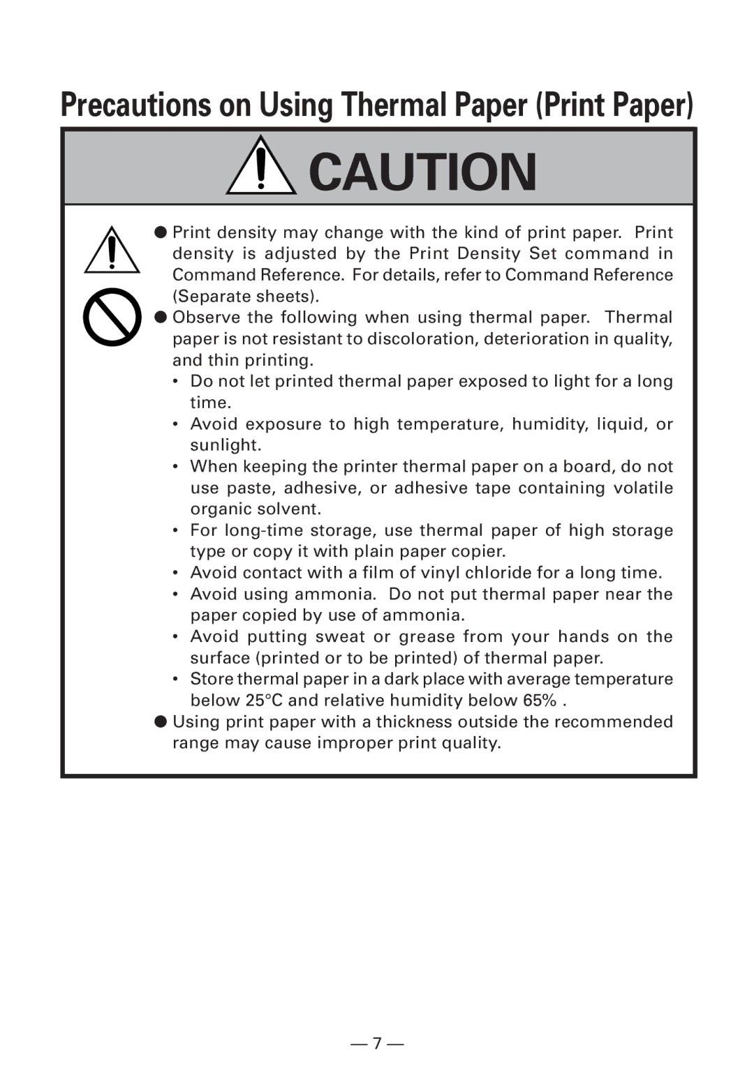 Citizen Systems CMP-10BT user manual Precautions on Using Thermal Paper Print Paper 