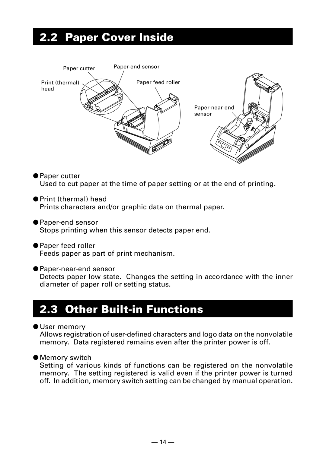 Citizen Systems CT-S280 user manual Paper Cover Inside, Other Built-in Functions 