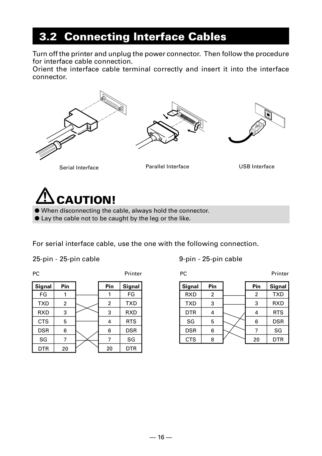 Citizen Systems CT-S280 user manual Connecting Interface Cables 