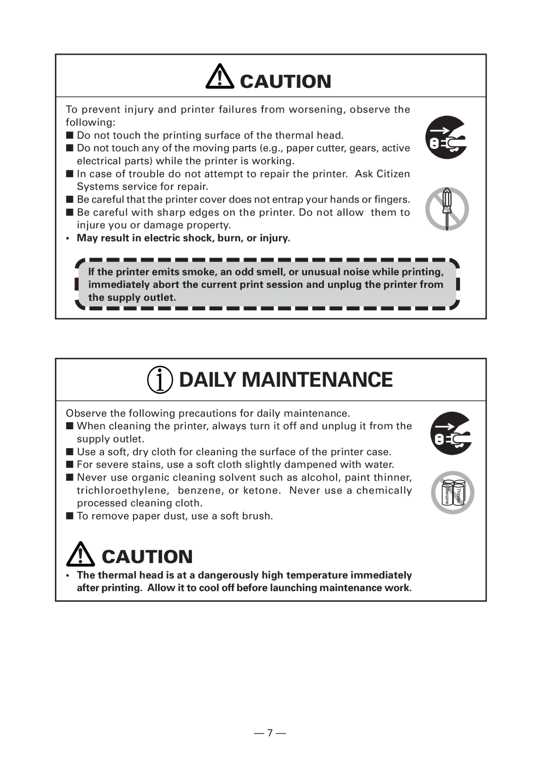 Citizen Systems CT-S4000DC user manual Daily Maintenance 