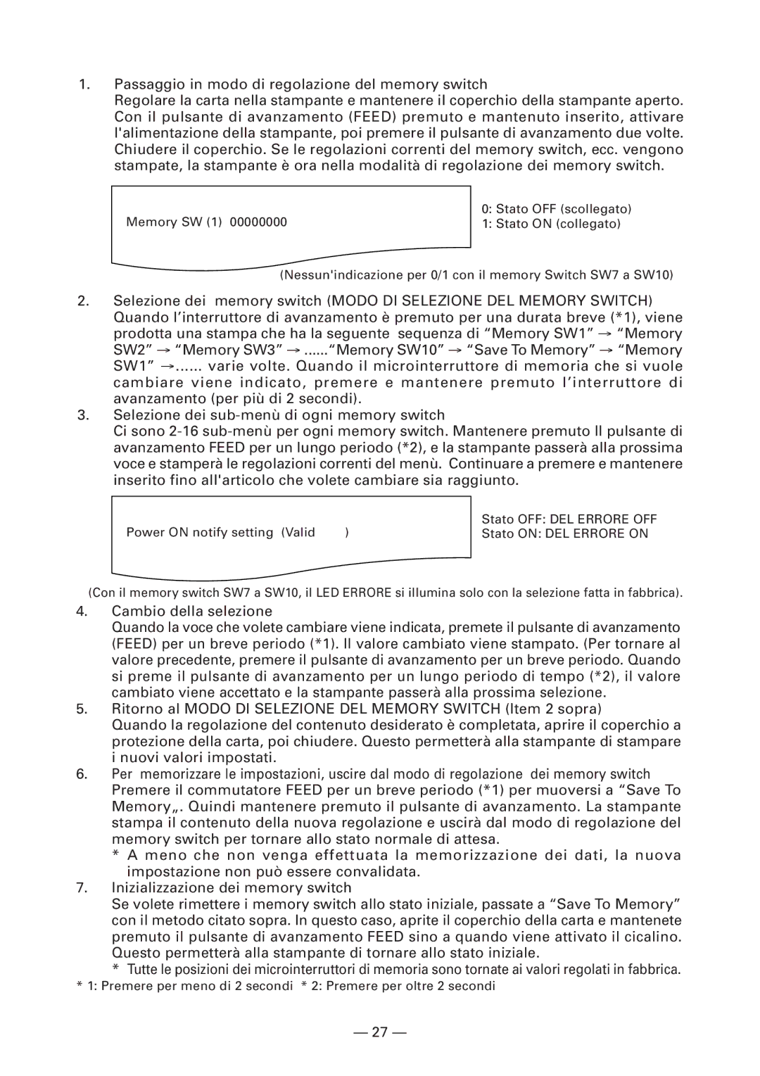 Citizen Systems CT-S4000L, CT-S4000M, CT-S4000DCL, CT-S4000DCM user manual Stato on DEL Errore on 