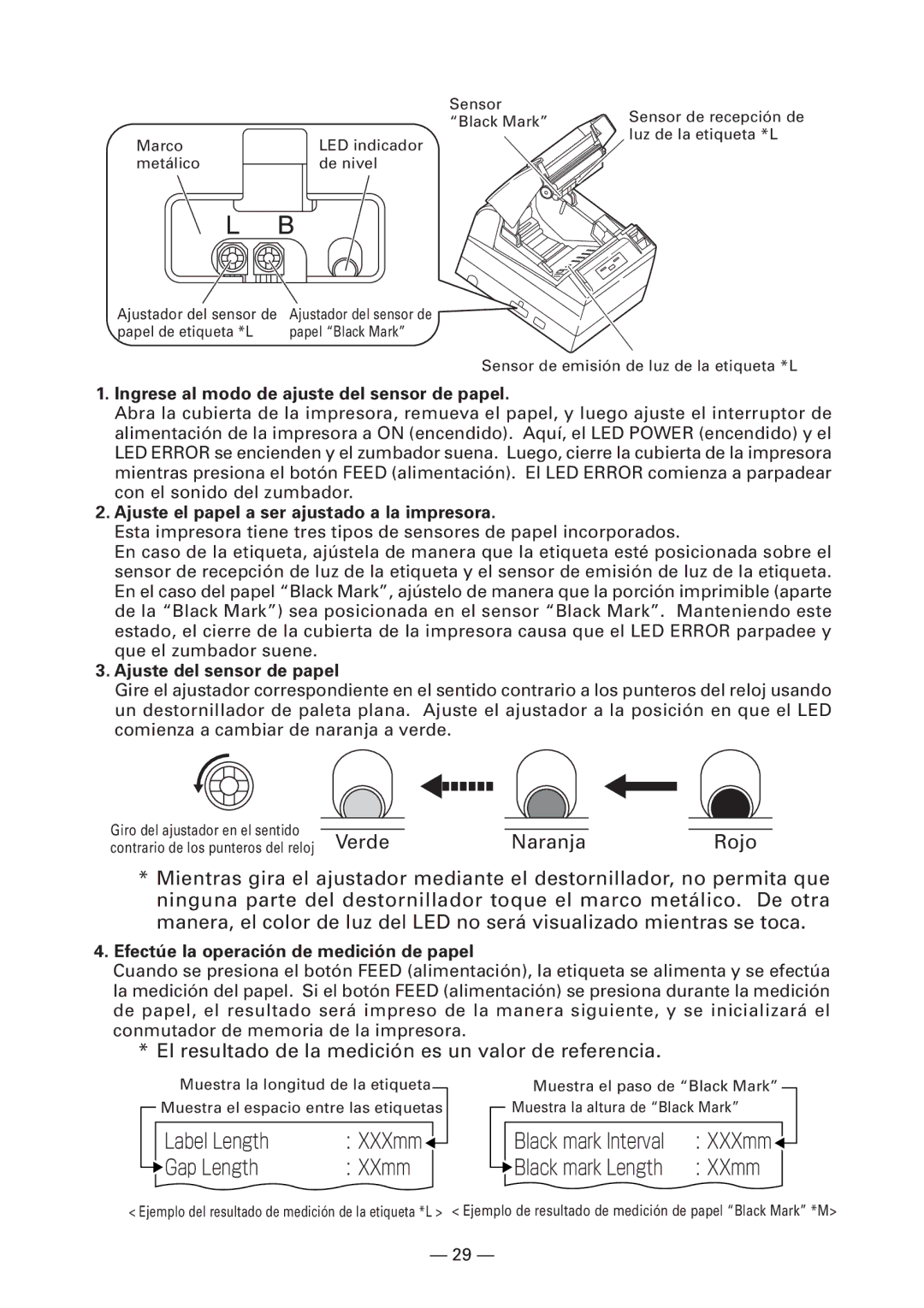 Citizen Systems CT-S4000L Ingrese al modo de ajuste del sensor de papel, Ajuste el papel a ser ajustado a la impresora 