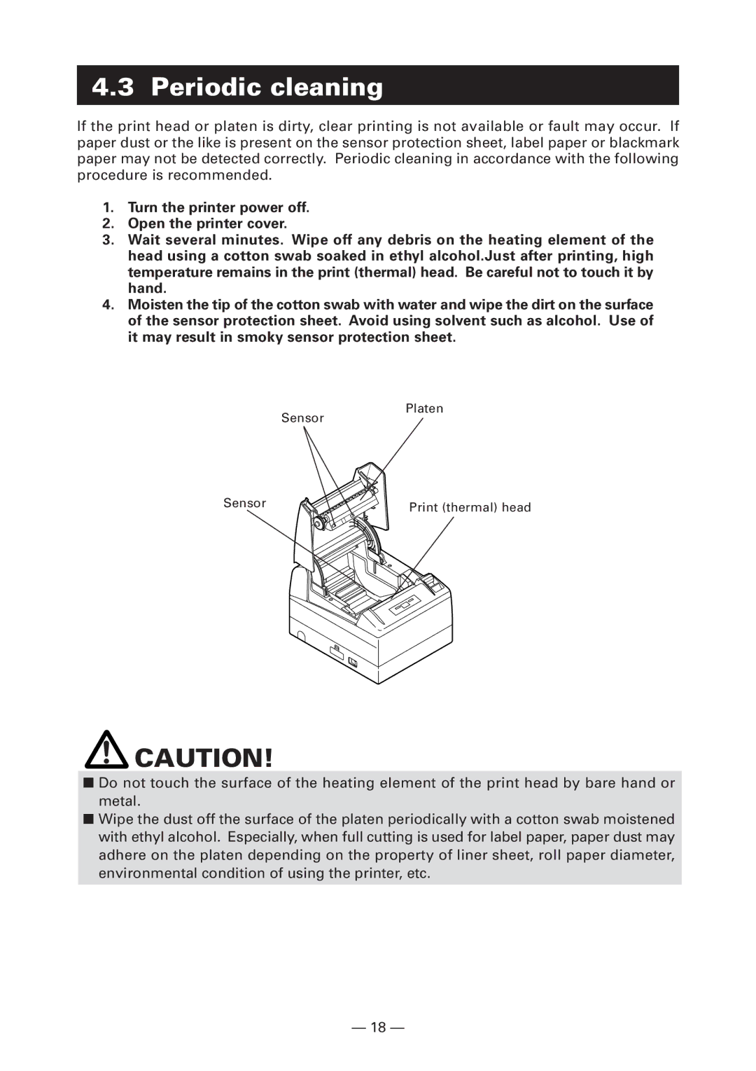 Citizen Systems CT-S4000L, CT-S4000M, CT-S4000DCL, CT-S4000DCM user manual Periodic cleaning 