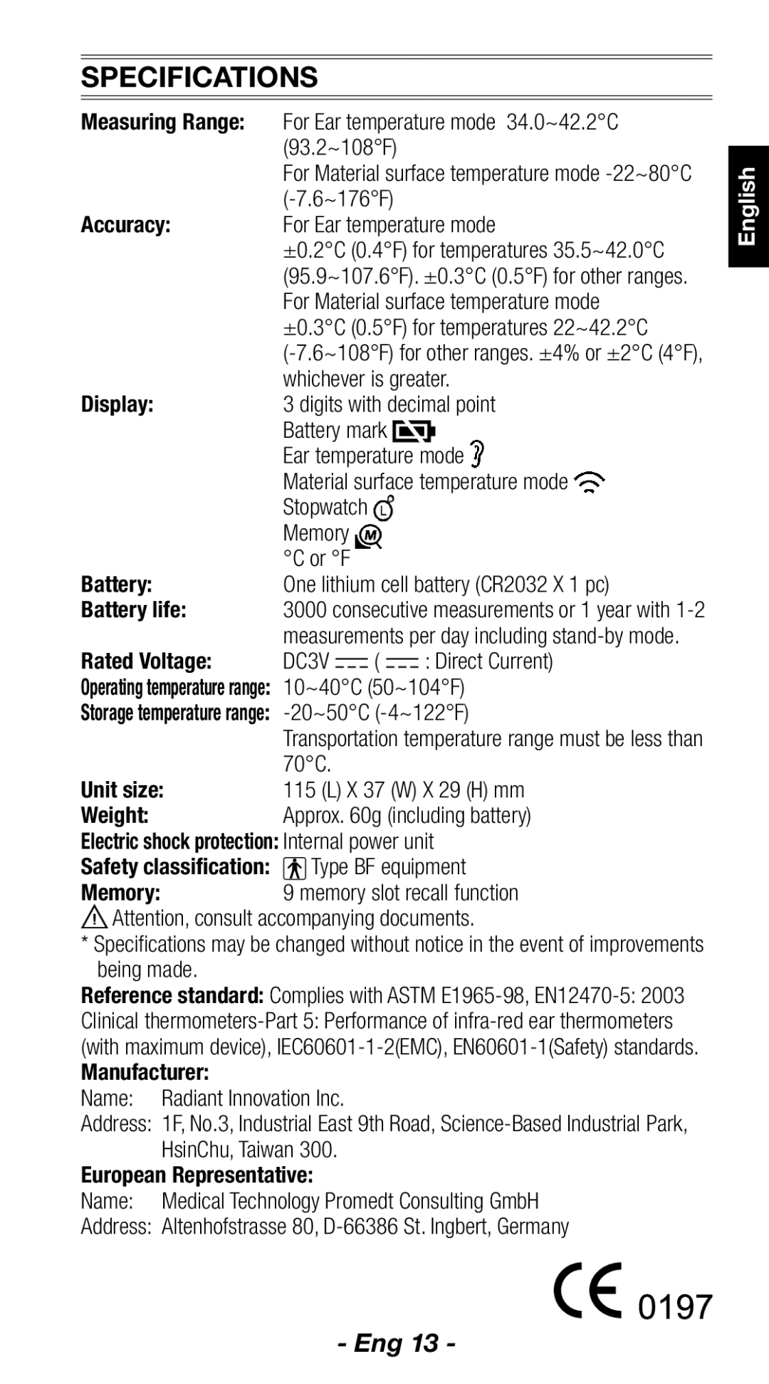 Citizen Systems CT830 instruction manual Specifications 