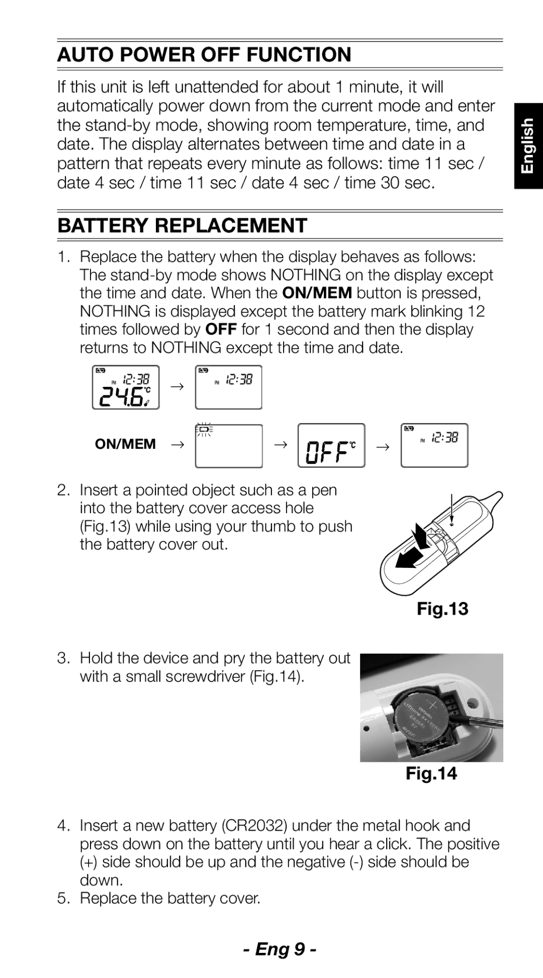 Citizen Systems CT830 instruction manual Auto Power OFF Function, Battery Replacement 