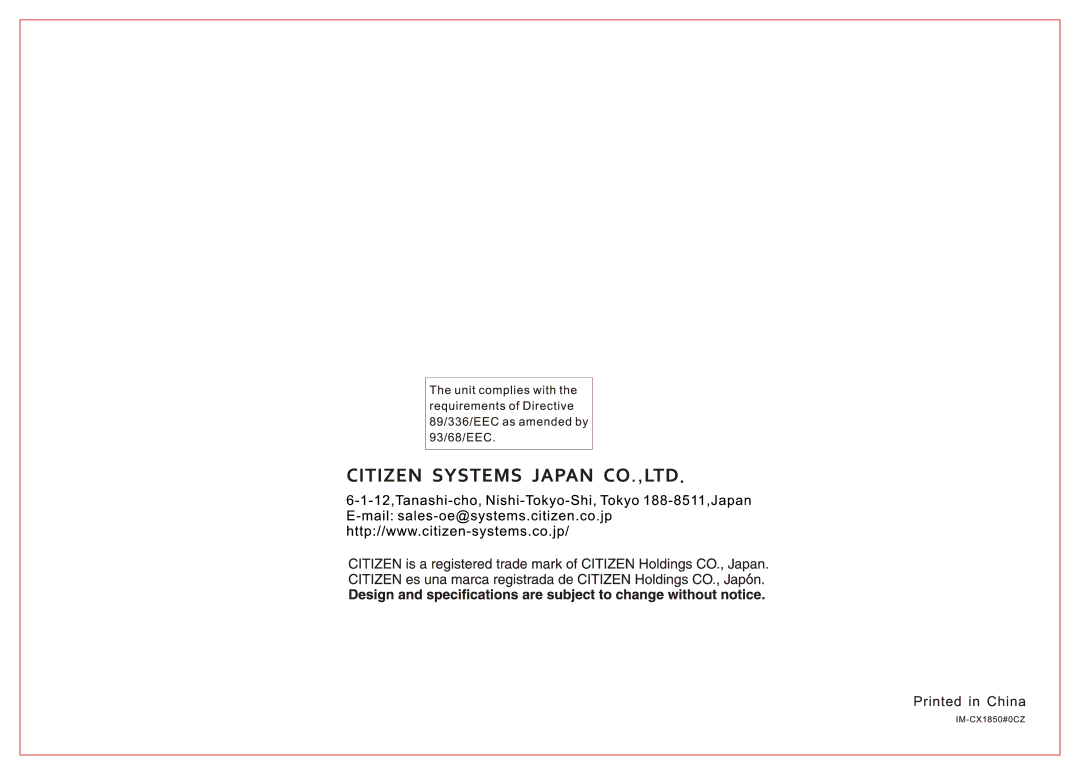 Citizen Systems CX-185N manual 