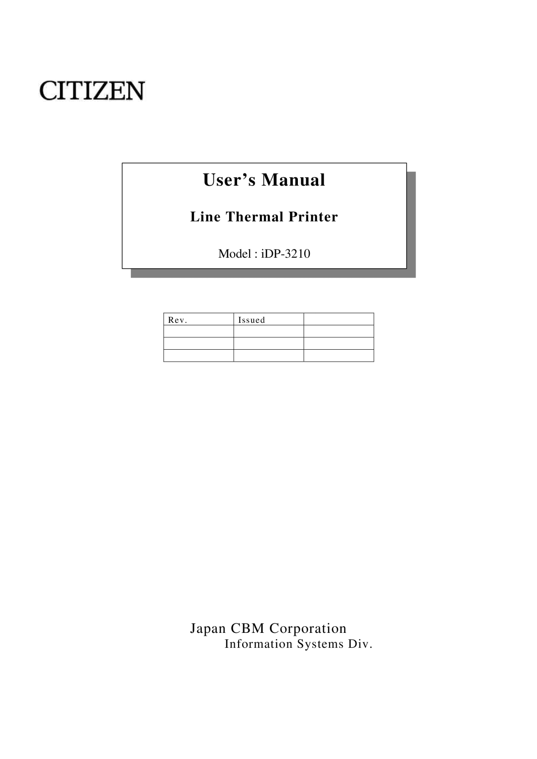 Citizen Systems iDP-3210 user manual User’s Manual 