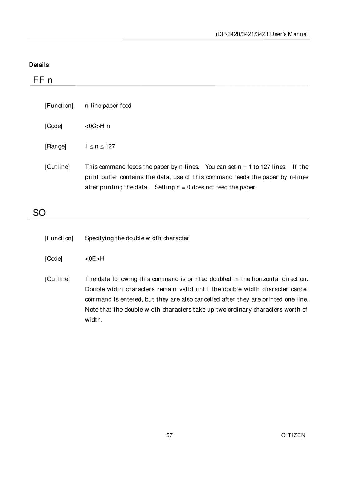 Citizen Systems iDP-3420, iDP-3421, iDP-3423 user manual FF n 