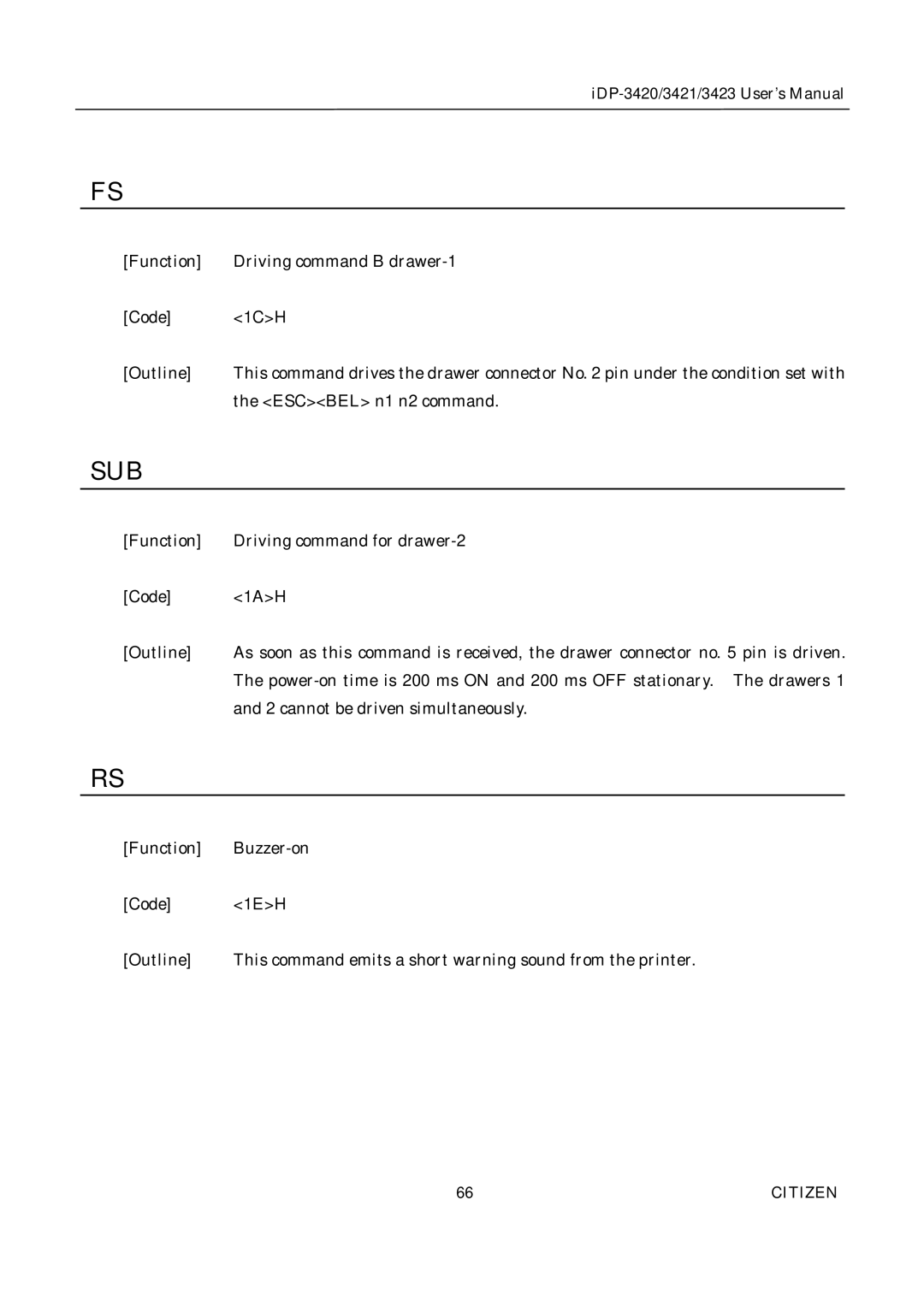 Citizen Systems iDP-3420, iDP-3421, iDP-3423 user manual Sub 