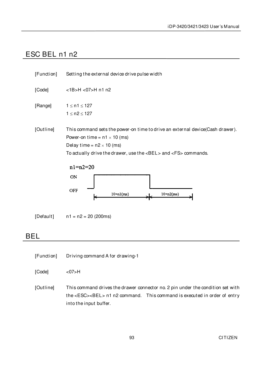 Citizen Systems iDP-3420, iDP-3421, iDP-3423 user manual Bel 