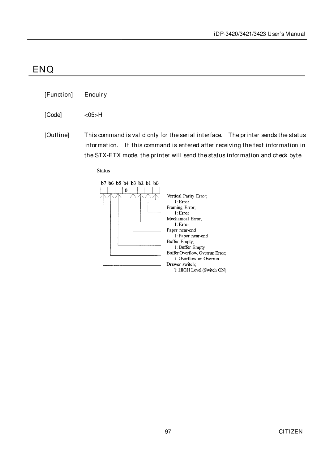 Citizen Systems iDP-3421, iDP-3420, iDP-3423 user manual Enq 