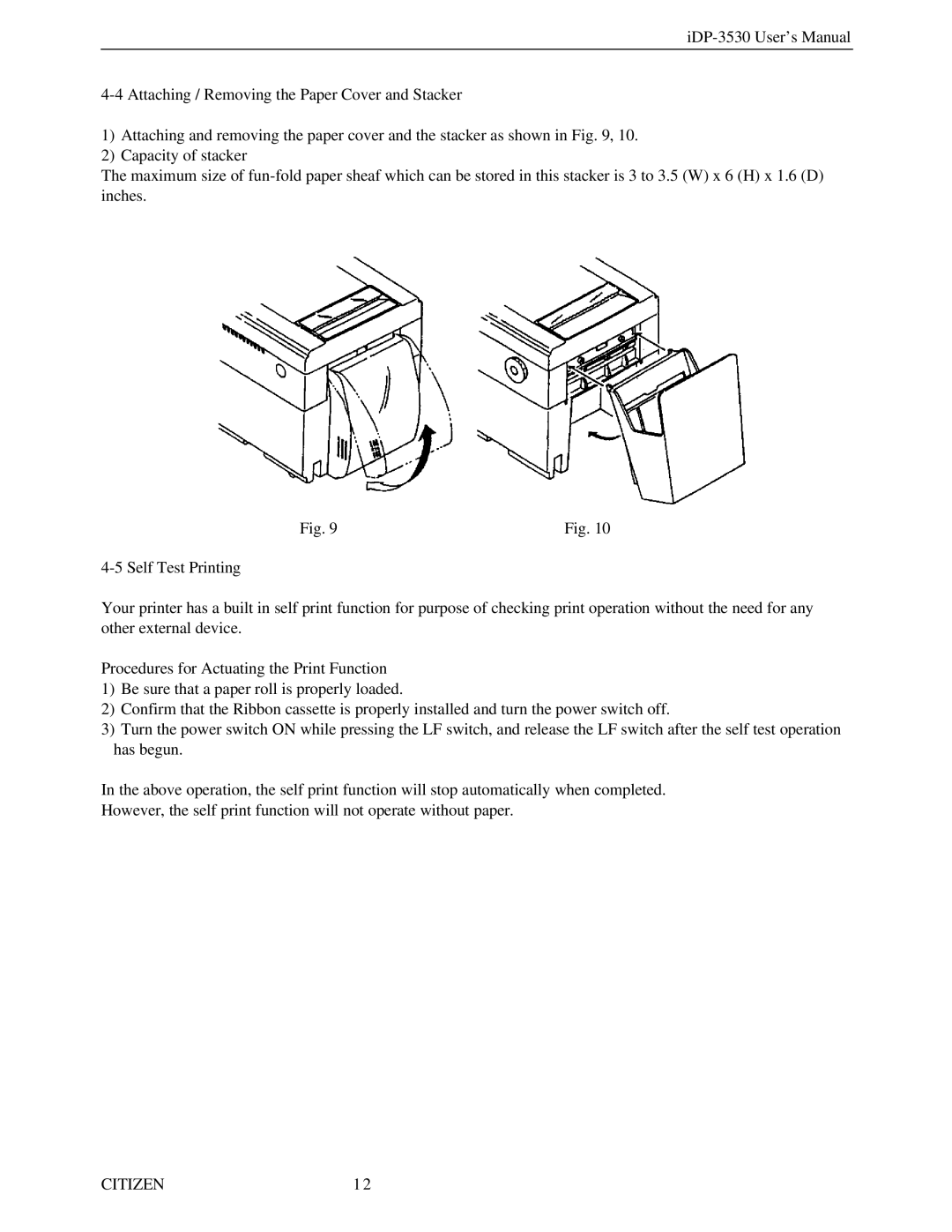 Citizen Systems iDP-3530 user manual Citizen 