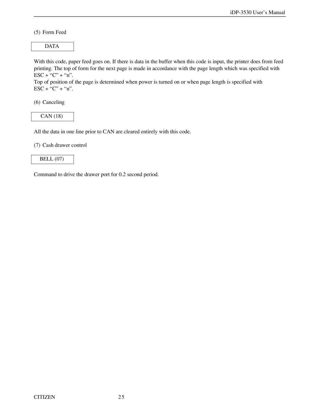 Citizen Systems iDP-3530 user manual IDP-3530 User’s Manual Form Feed 