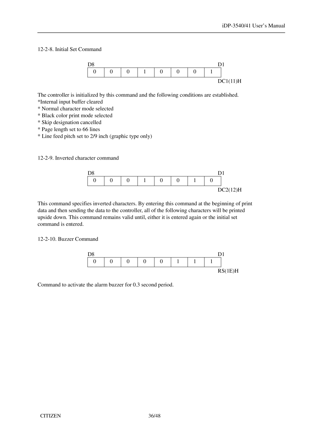 Citizen Systems iDP-3540, 3541 user manual RS1EH 