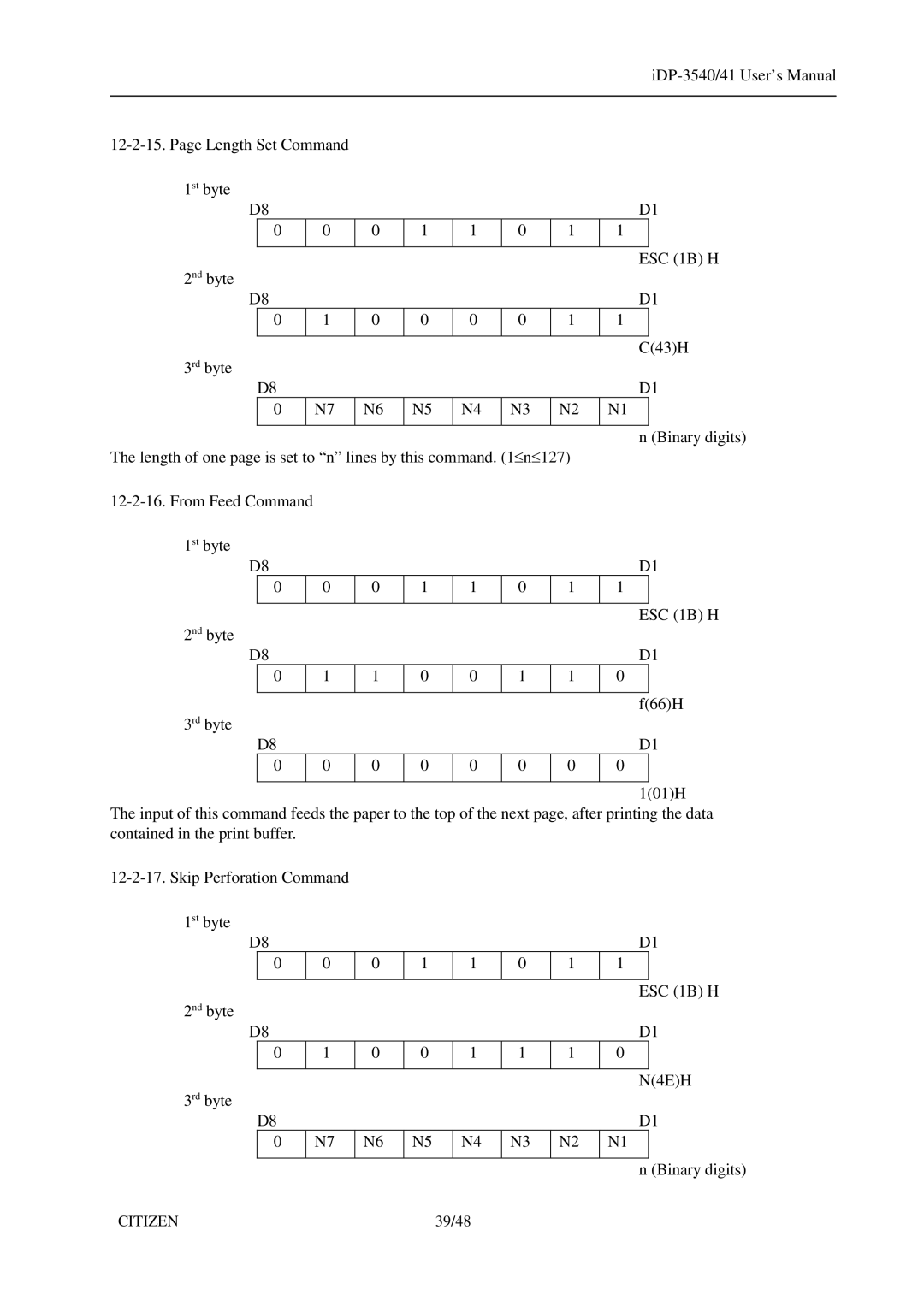 Citizen Systems 3541, iDP-3540 user manual 39/48 