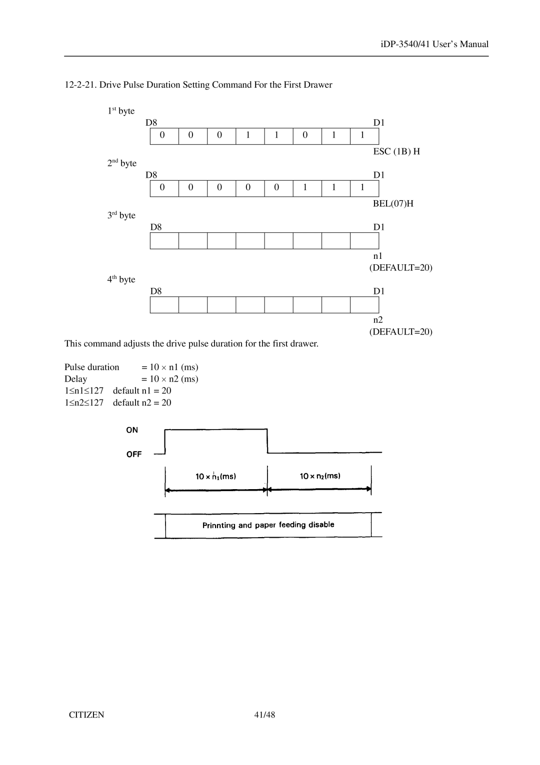 Citizen Systems 3541, iDP-3540 user manual DEFAULT=20 