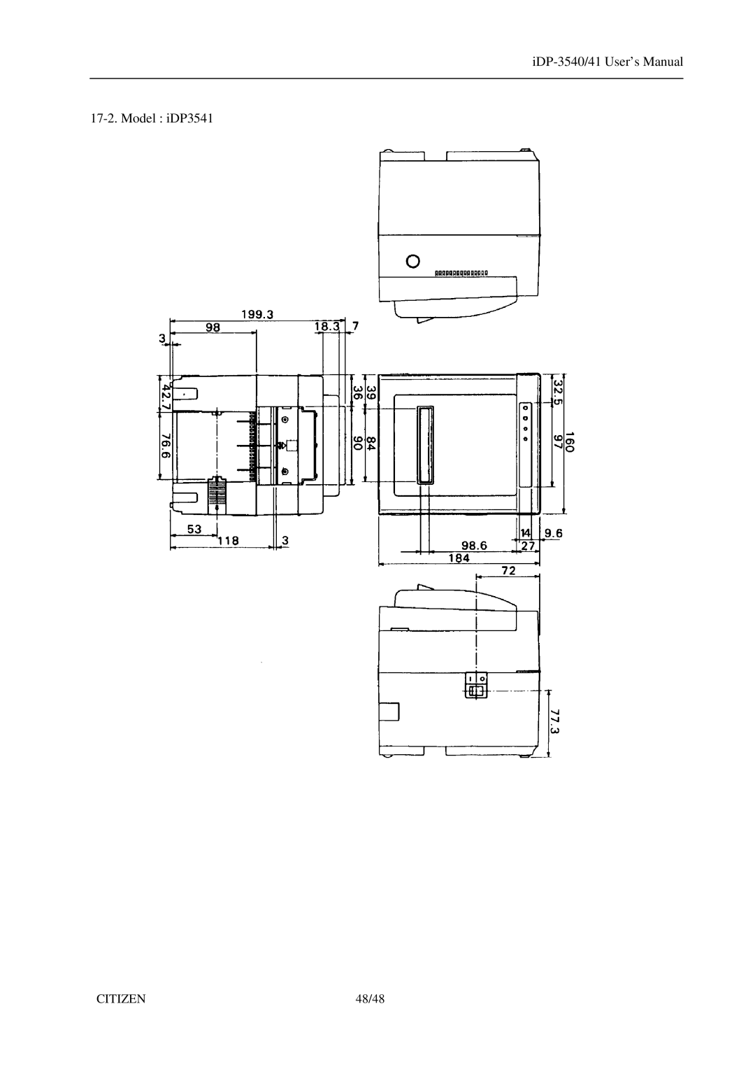 Citizen Systems iDP-3540 user manual IDP-3540/41 User’s Manual Model iDP3541 