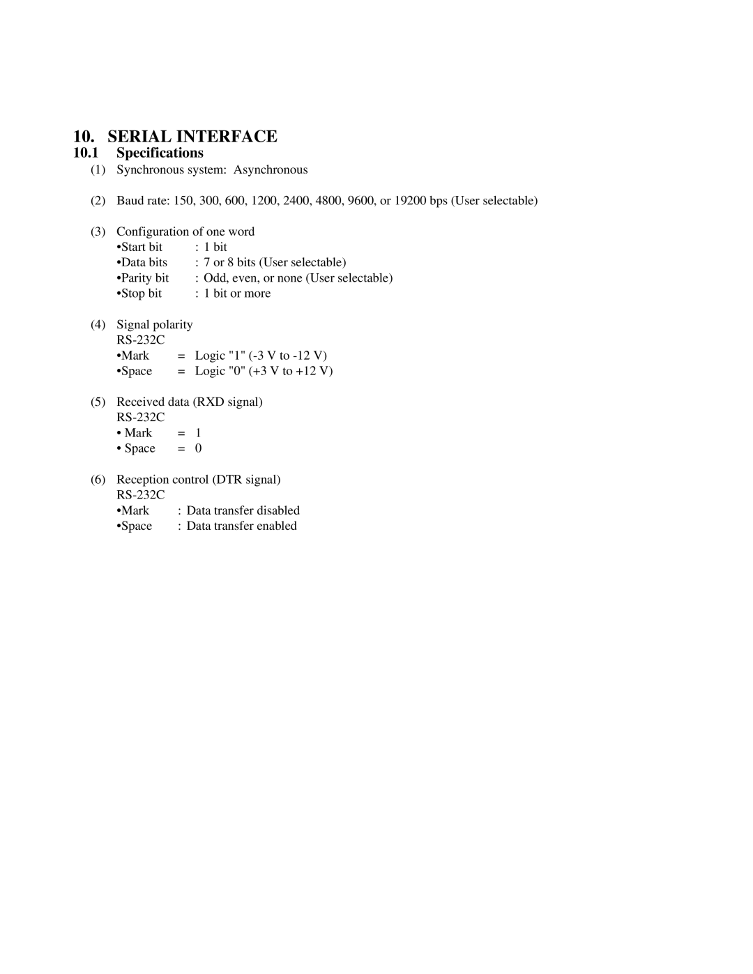 Citizen Systems iDP-3550, iDP-3551 user manual Serial Interface, Specifications 