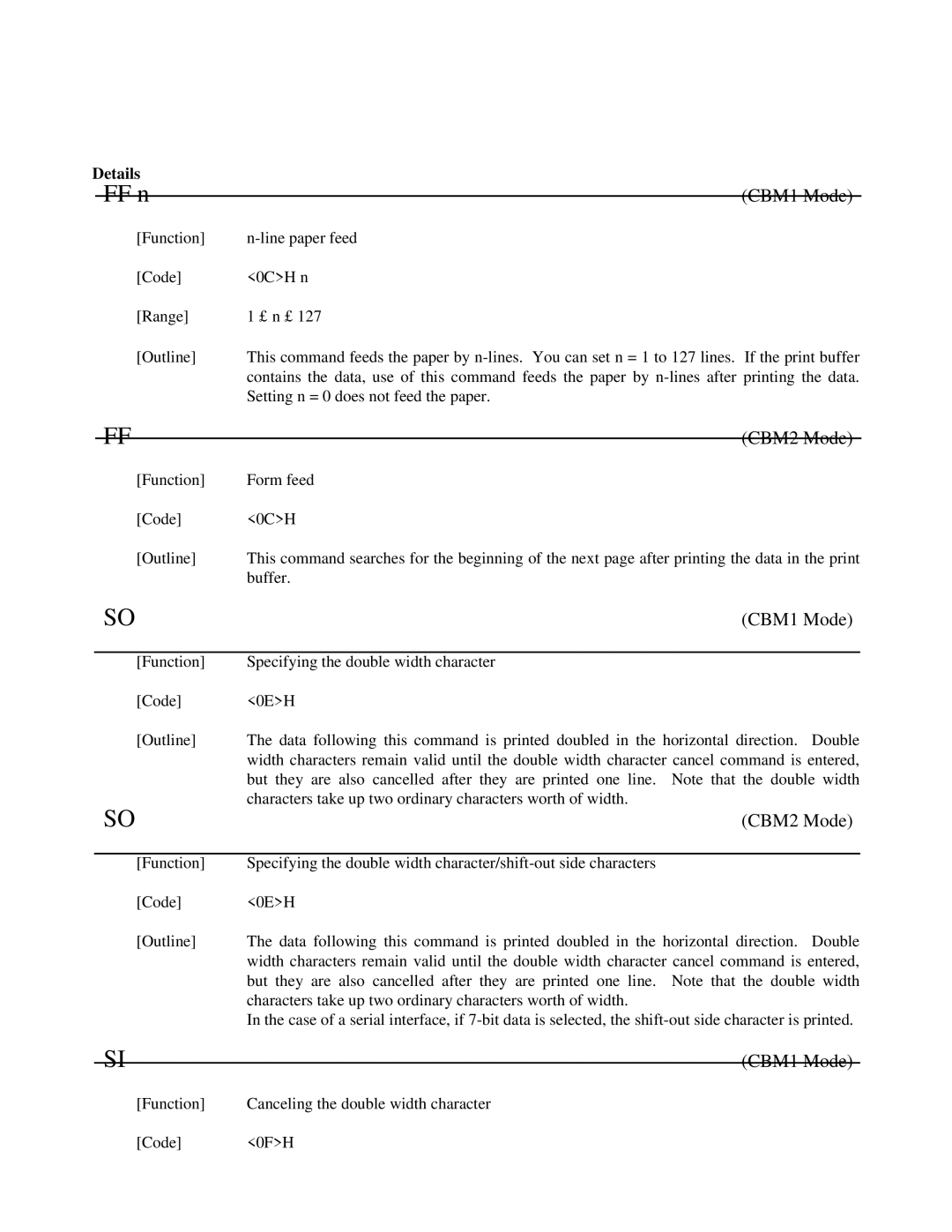 Citizen Systems iDP-3551, iDP-3550 user manual FF n, CBM1 Mode 