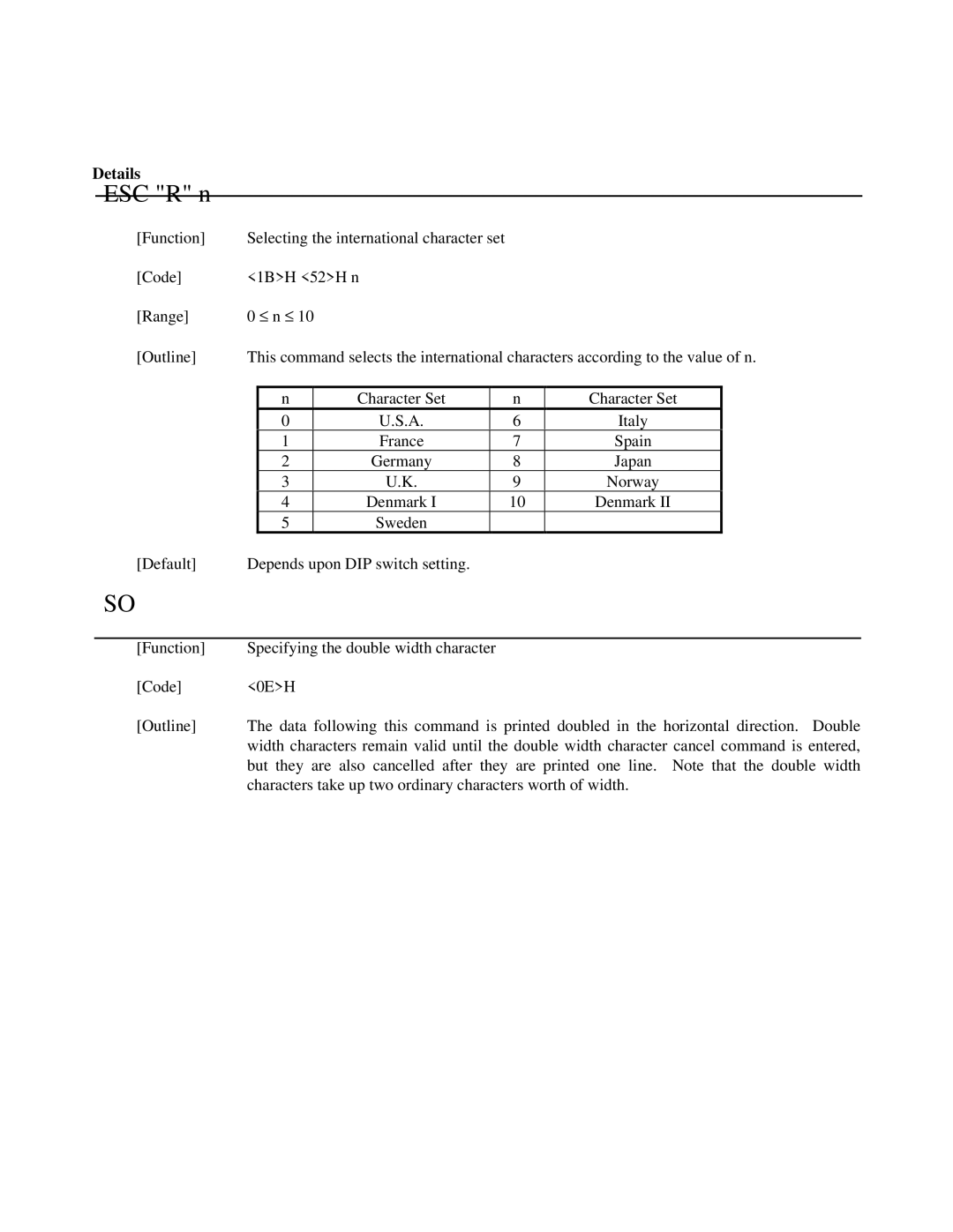 Citizen Systems iDP-3550, iDP-3551 user manual ESC R n 