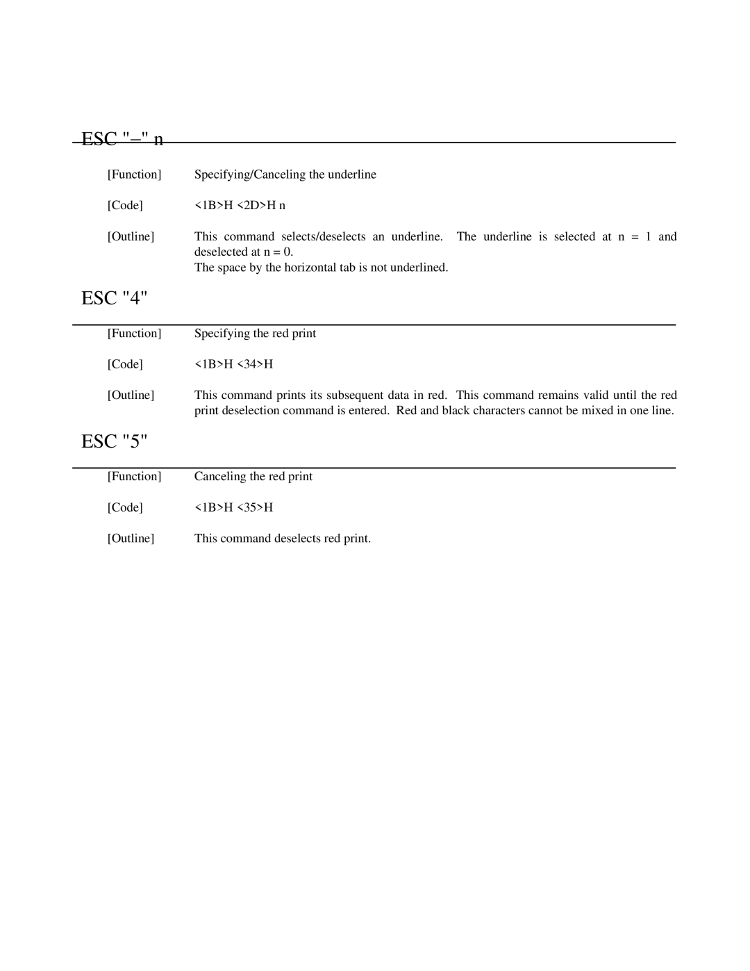 Citizen Systems iDP-3550, iDP-3551 user manual ESC − n 