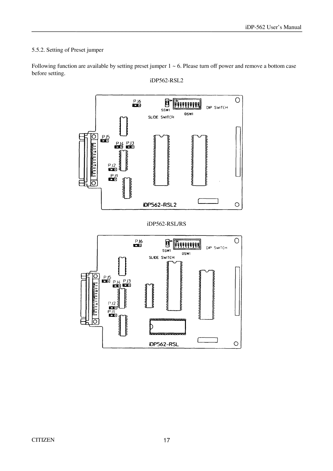 Citizen Systems iDP-562 user manual Citizen 