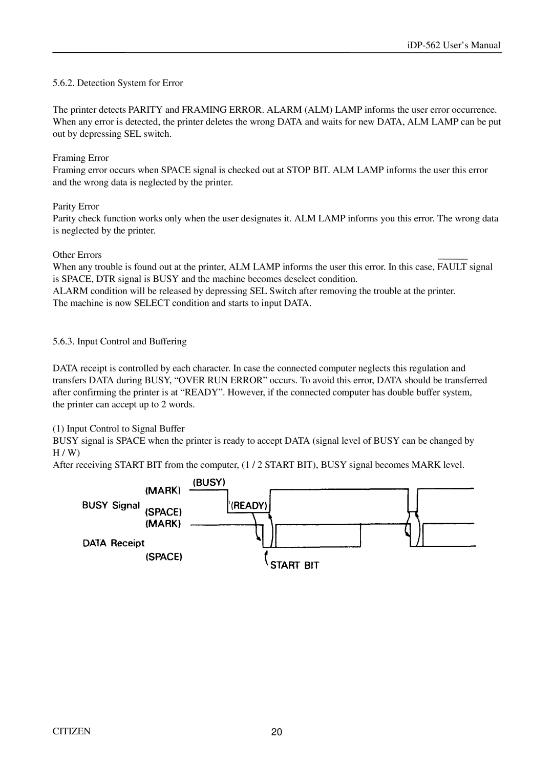 Citizen Systems iDP-562 user manual Citizen 