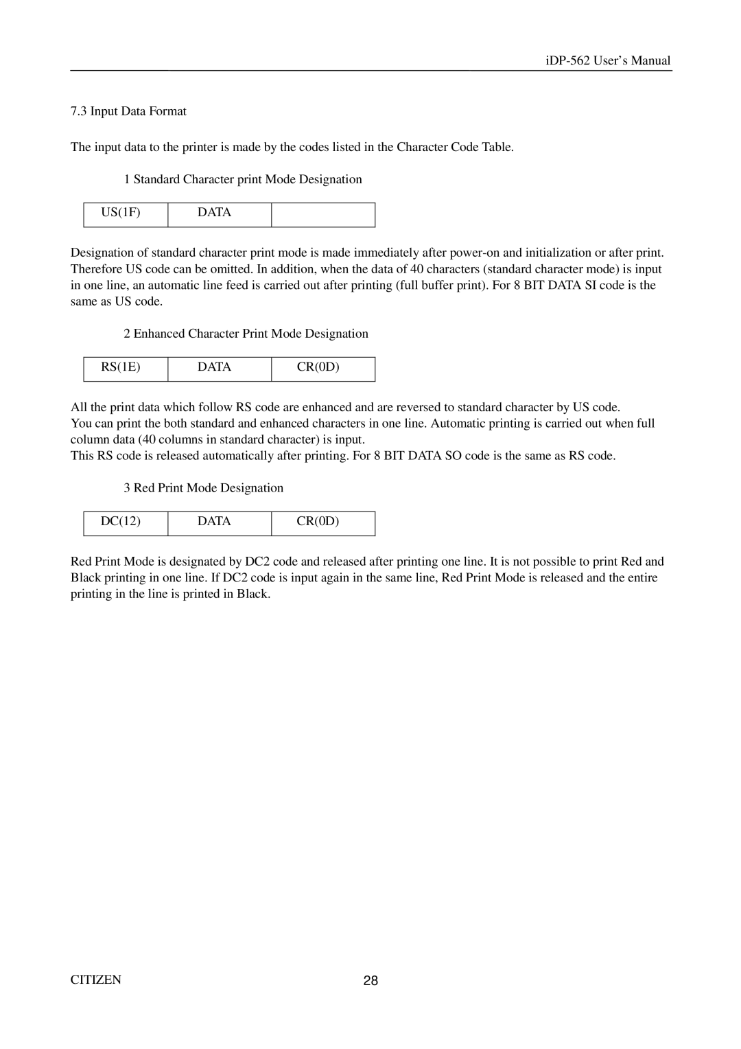 Citizen Systems iDP-562 user manual CR0D 