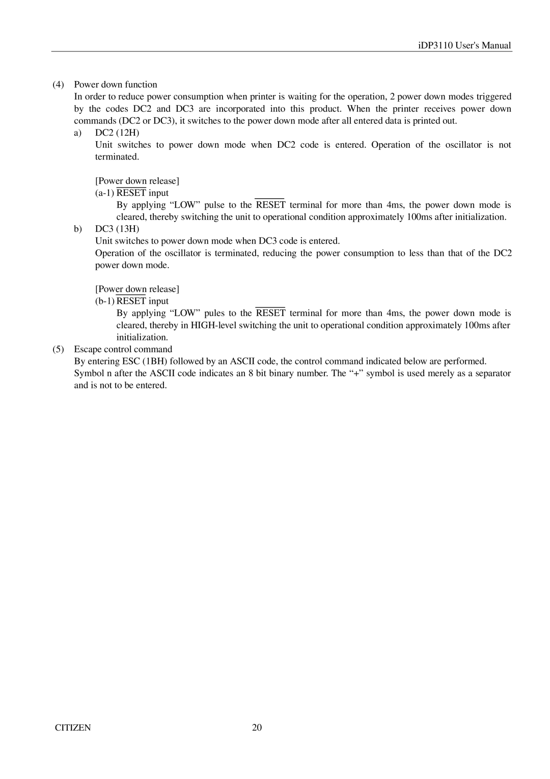 Citizen Systems iDP3110 manual Citizen 