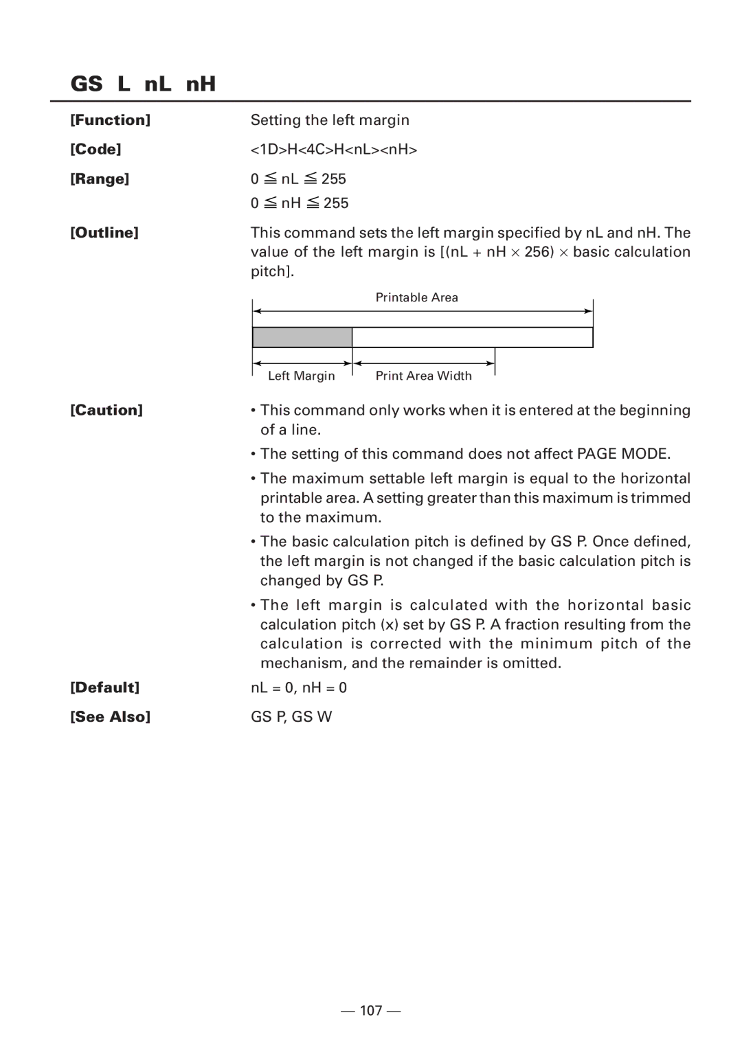 Citizen Systems iDP3240 user manual GS L nL nH, Range 