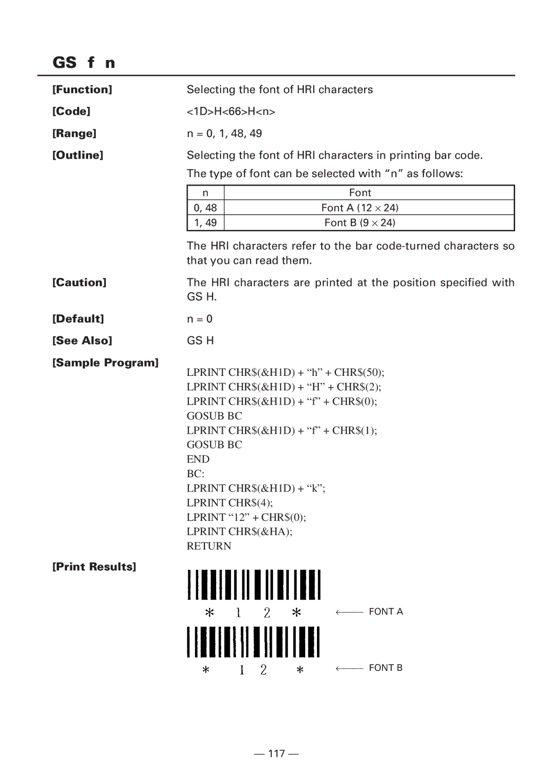 Citizen Systems iDP3240 user manual GS f n, Function 