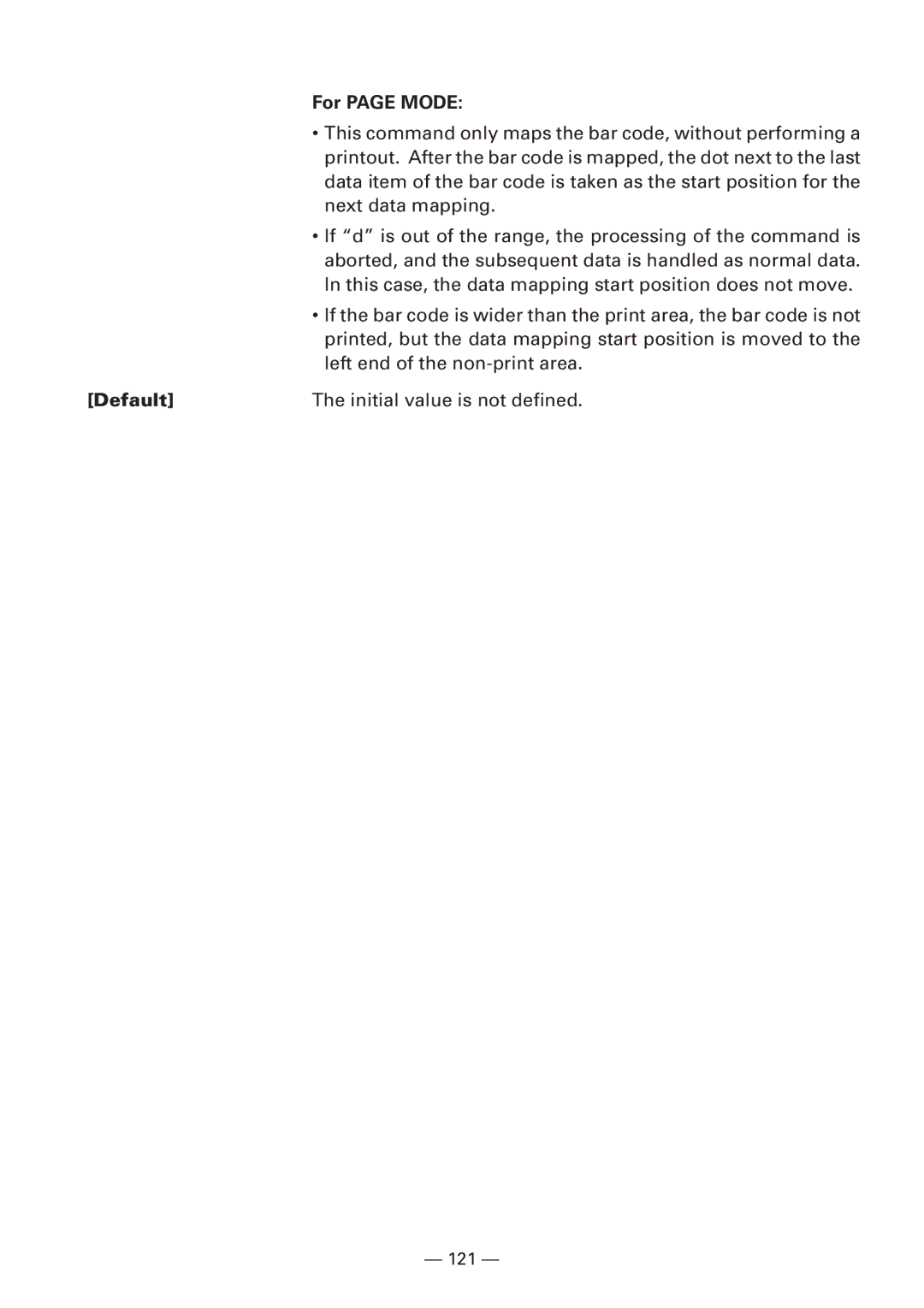 Citizen Systems iDP3240 user manual For page Mode, Default Initial value is not defined 