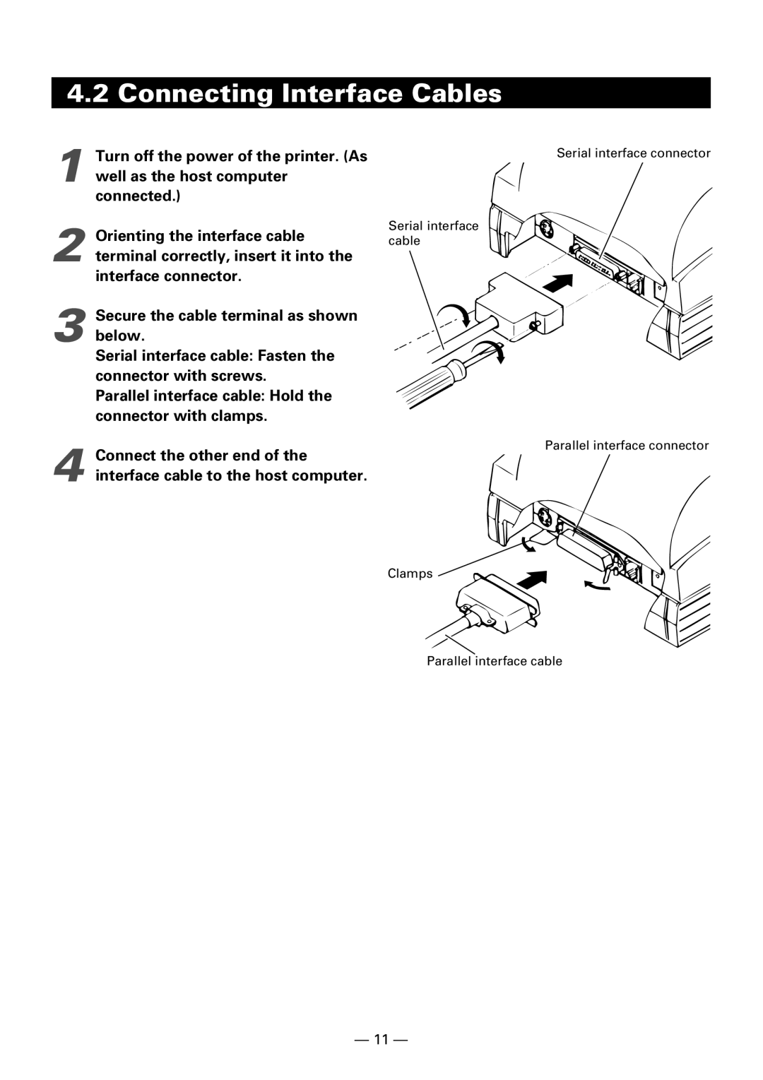 Citizen Systems iDP3240 user manual Connecting Interface Cables 