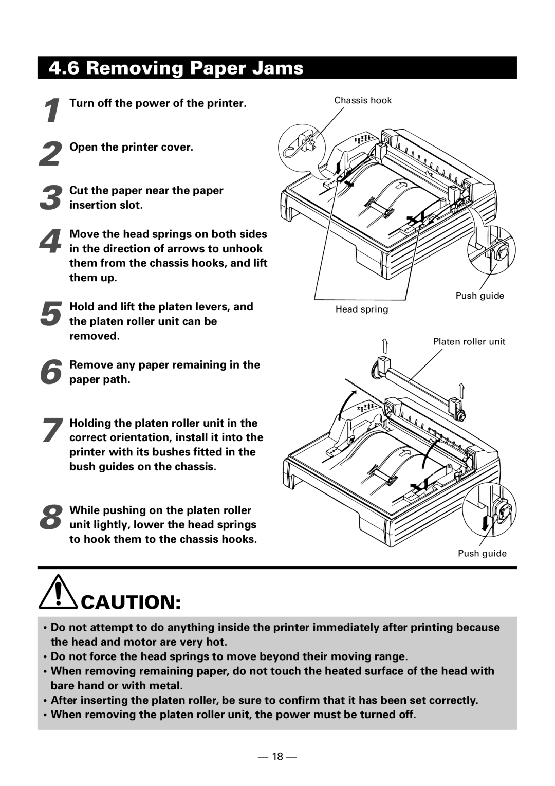 Citizen Systems iDP3240 user manual Removing Paper Jams 